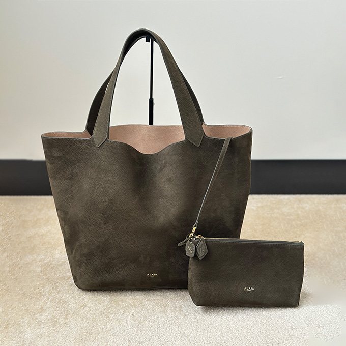 alaia le cabas large soft textured leather shopping tote handbag